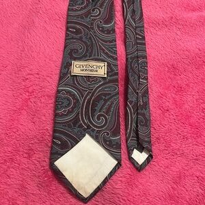 Givenchy Monsieur Maroon/Blue Paisley Tie, 100% Silk, Made in‎ Italy